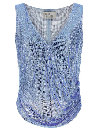 Blue Polyamide Tank Tops