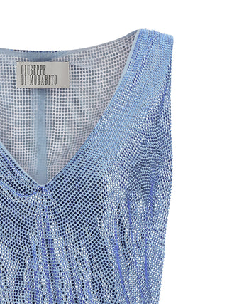 Blue Polyamide Tank Tops