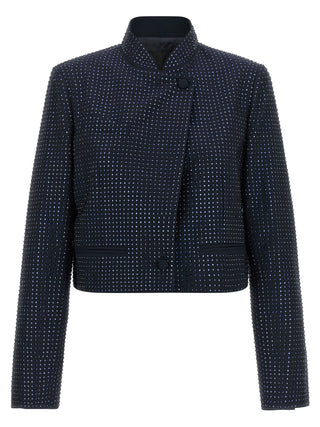 Blue Polyester Full-Length Jacket