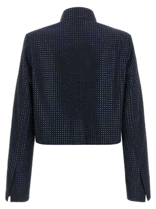 Blue Polyester Full-Length Jacket