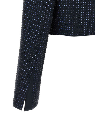 Blue Polyester Full-Length Jacket