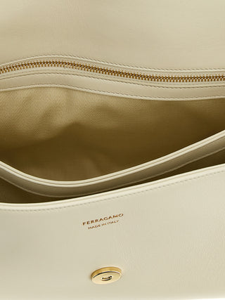 White Calfskin Shoulder Bag