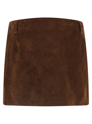 Brown Calfskin Long Skirt