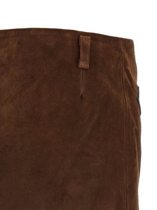 Brown Calfskin Long Skirt