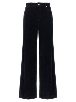 Blue Cotton Casual Pants