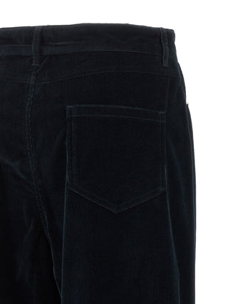 Blue Cotton Casual Pants