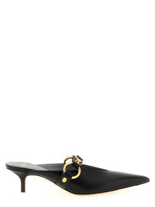 Black Calfskin Mid Heel Pumps