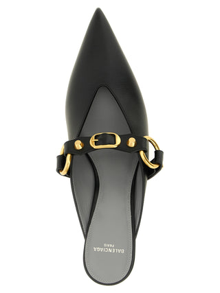 Black Calfskin Mid Heel Pumps