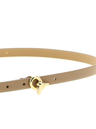Beige Leather Thin Belt