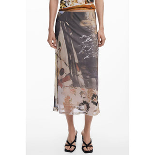 Beige Polyester Women's Skirt