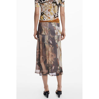 Beige Polyester Women's Skirt