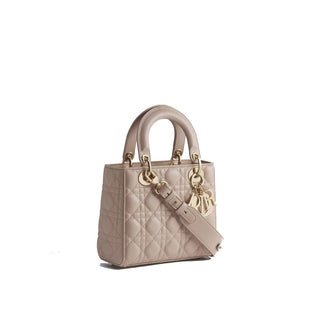 Beige Lamb Leather Shoulder Bag