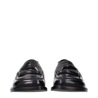 Black Leather Slip-On Loafers