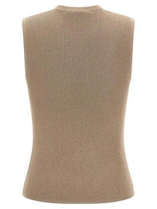 Beige Polyamide Sleeveles T-Shirt