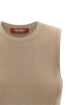 Beige Polyamide Sleeveles T-Shirt