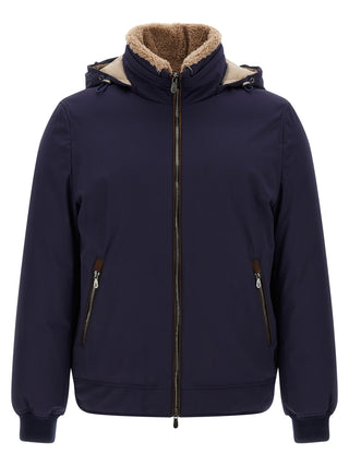 Blue Polyamide Full-Length Jacket