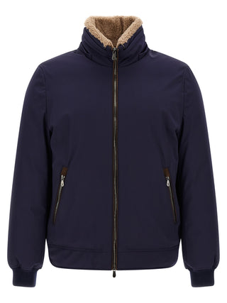 Blue Polyamide Full-Length Jacket
