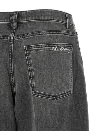 Gray Cotton Relaxed Fit Jeans