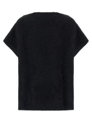 Black Alpaca Leather Cardigan