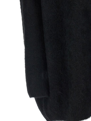 Black Alpaca Leather Cardigan