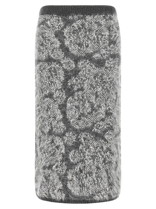 Gray Wool Midi Skirt