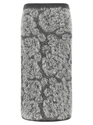 Gray Wool Midi Skirt