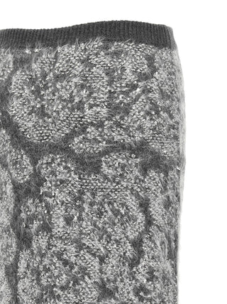 Gray Wool Midi Skirt