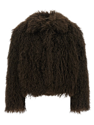 Brown Polyester Full-Length Jacket