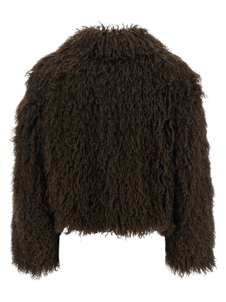 Brown Polyester Full-Length Jacket