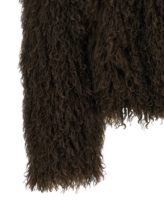 Brown Polyester Full-Length Jacket