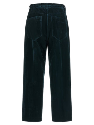 Blue Viscose Casual Pants