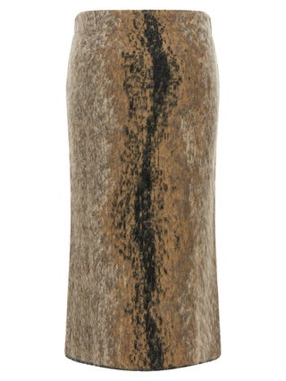 Brown Wool Midi Skirt