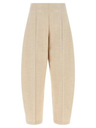 Beige Wool Cropped Pants