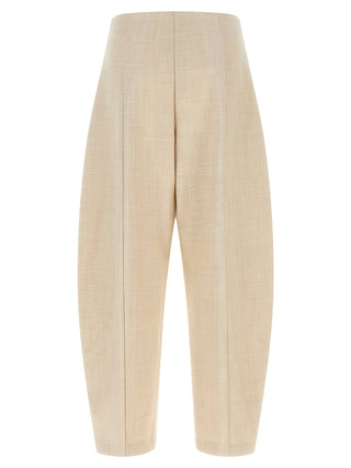 Beige Wool Cropped Pants
