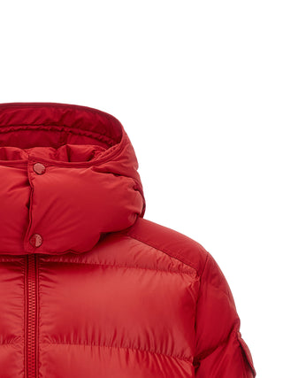Red Polyester Full-Length Jacket