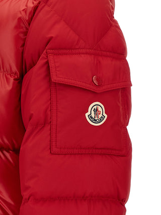 Red Polyester Full-Length Jacket