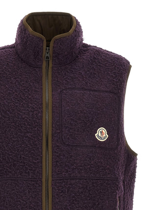 Purple Polyester Sleeveless Jacket