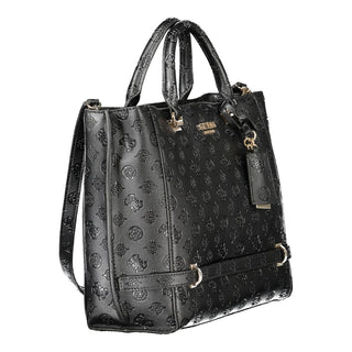 Black Polyurethane Women Handbag