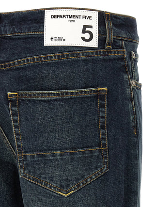 Blue Cotton Straight-Leg Jeans