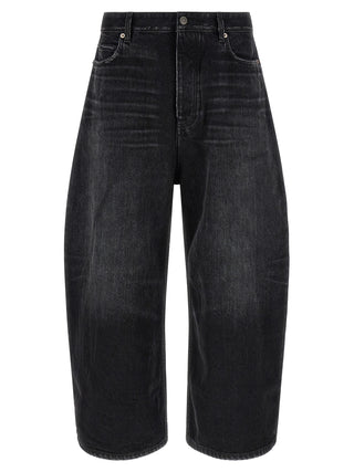 Black Cotton Cropped Jeans