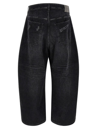 Black Cotton Cropped Jeans