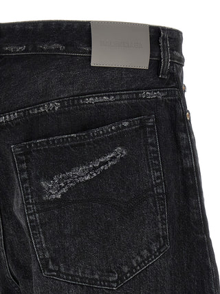 Black Cotton Cropped Jeans