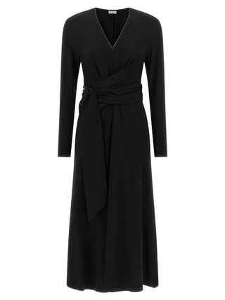 Black Virgin Wool Midi Dress