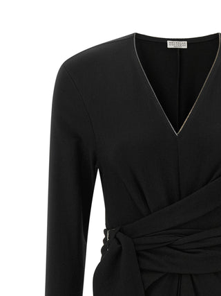 Black Virgin Wool Midi Dress