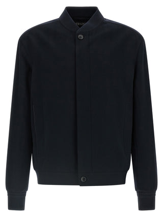 Blue Cashmere Bomber