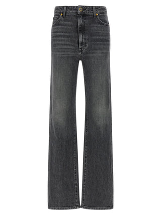 Gray Cotton Straight-Leg Jeans