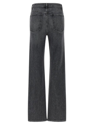 Gray Cotton Straight-Leg Jeans