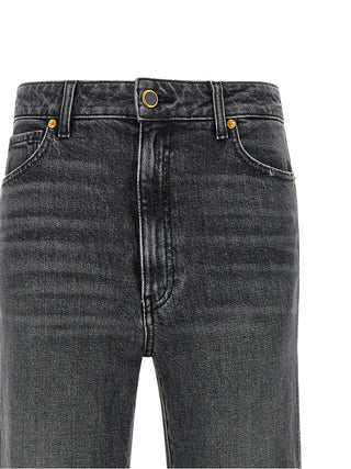 Gray Cotton Straight-Leg Jeans