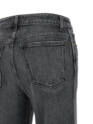 Gray Cotton Straight-Leg Jeans