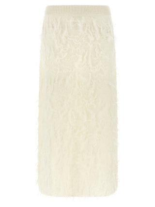 White Fabric Midi Skirt